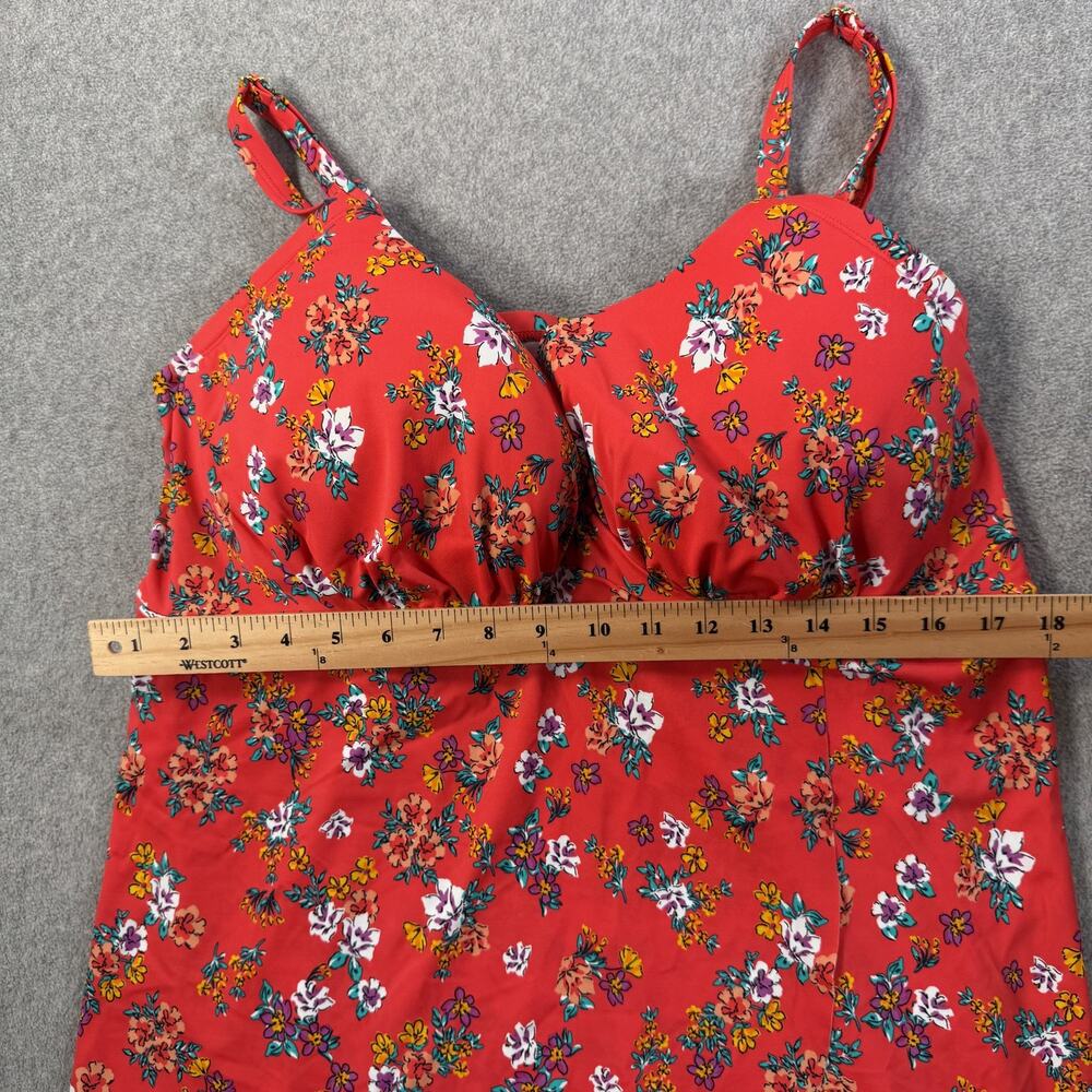 Swimsuits For All Red Floral Underwire Tankini Top Size 42DD Built-In Bra Swim - Picture 3 of 10